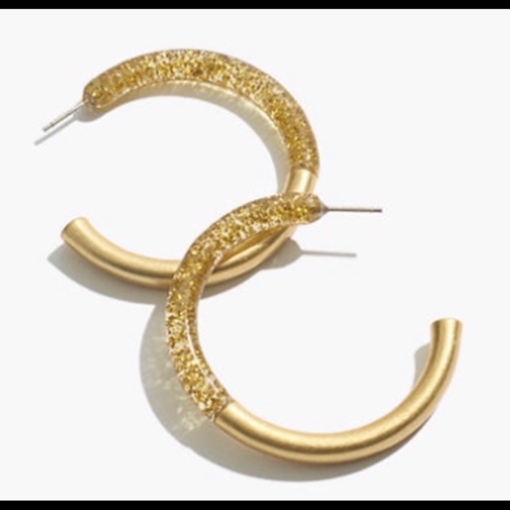 SOLD OUT NEW Madewell Gold Glitter Hoop Earrings